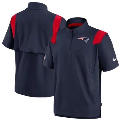 Men's Nike Navy New England Patriots Sideline Coaches Chevron Lockup Pullover Top