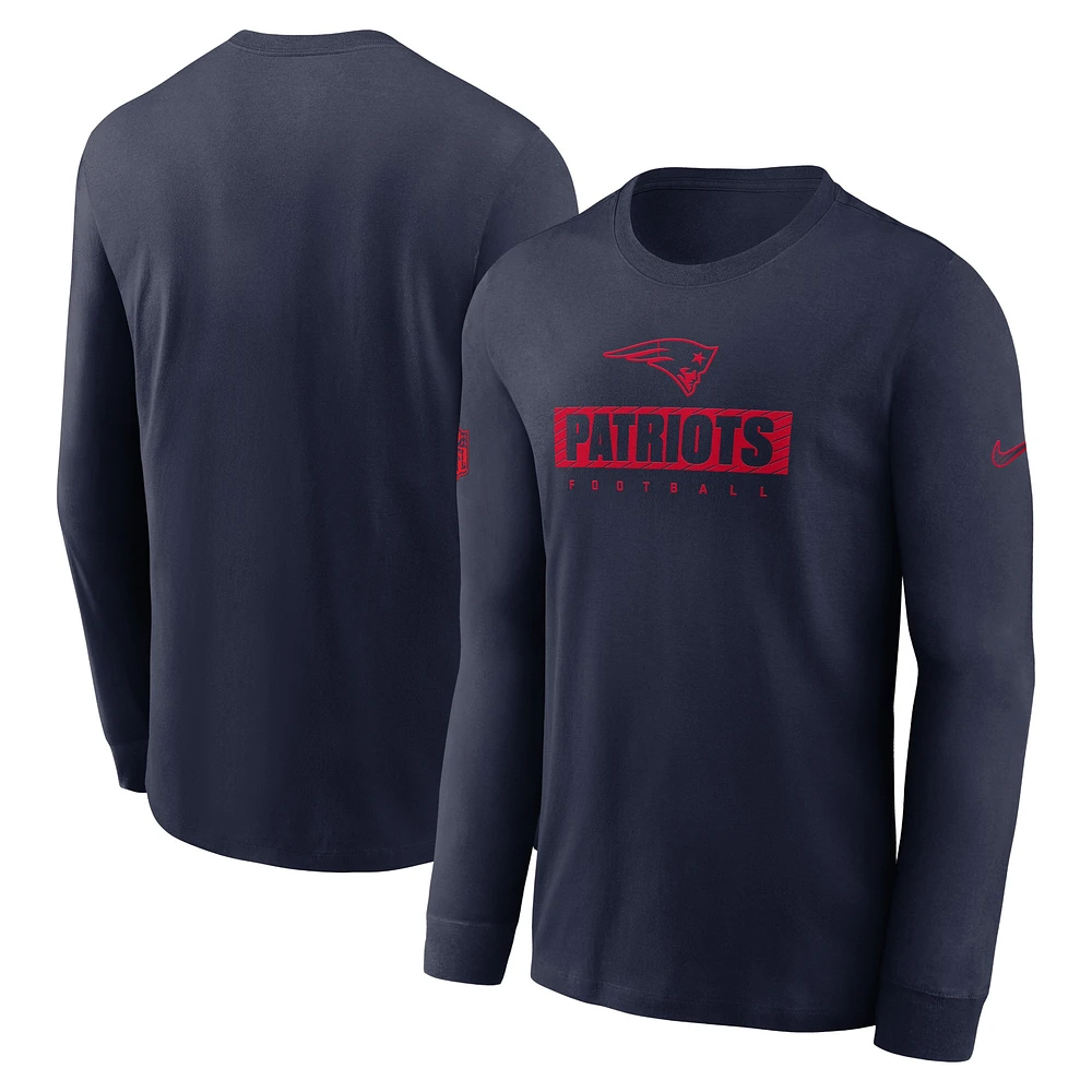 Men's Nike Navy New England Patriots Sideline Performance Long Sleeve T-Shirt