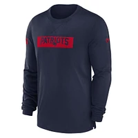 T-shirt à manches longues Nike pour homme, bleu marine, New England Patriots, Sideline Player Performance