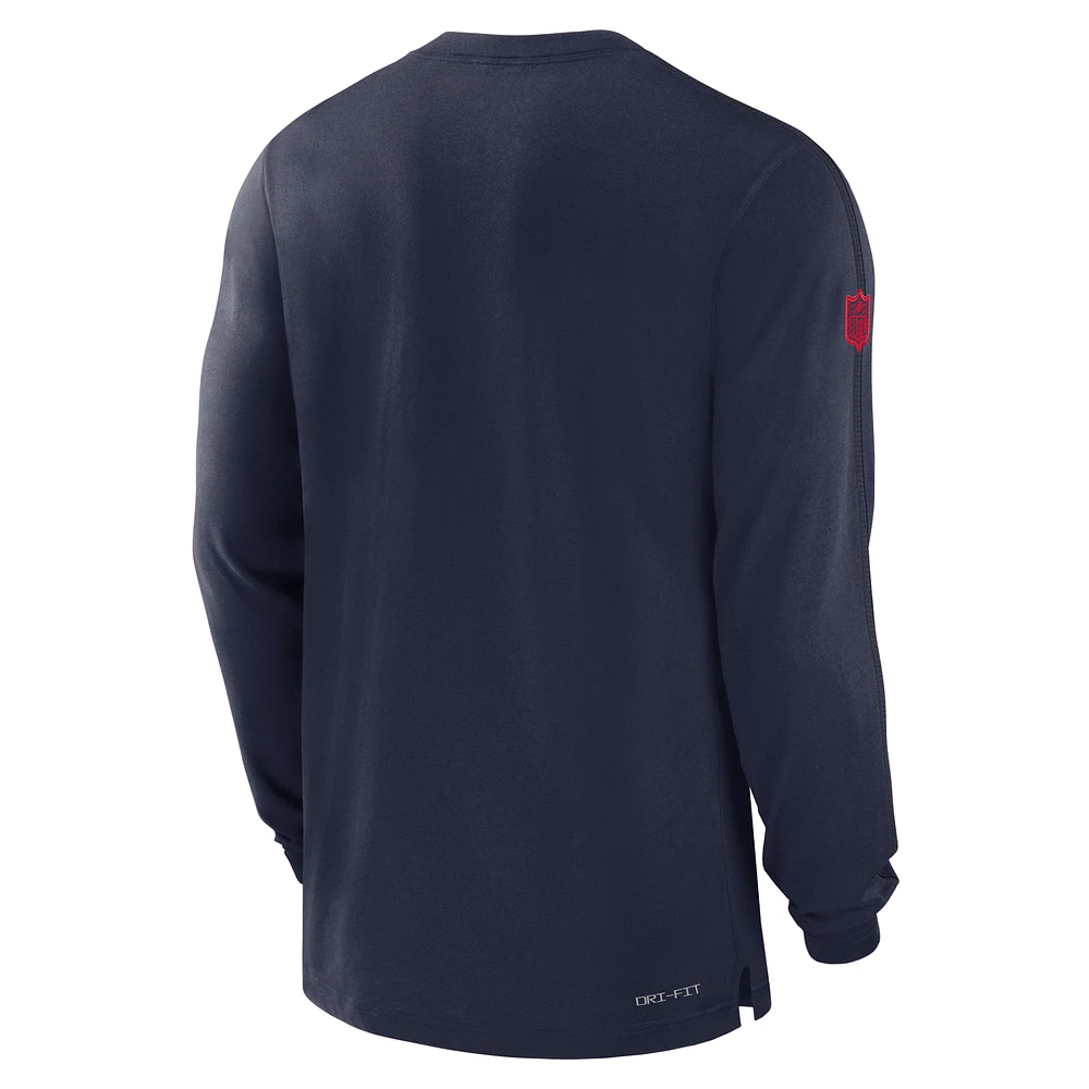 Men's Nike Navy New England Patriots Sideline Player Performance Long Sleeve T-Shirt