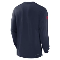 T-shirt à manches longues Nike pour homme, bleu marine, New England Patriots, Sideline Player Performance