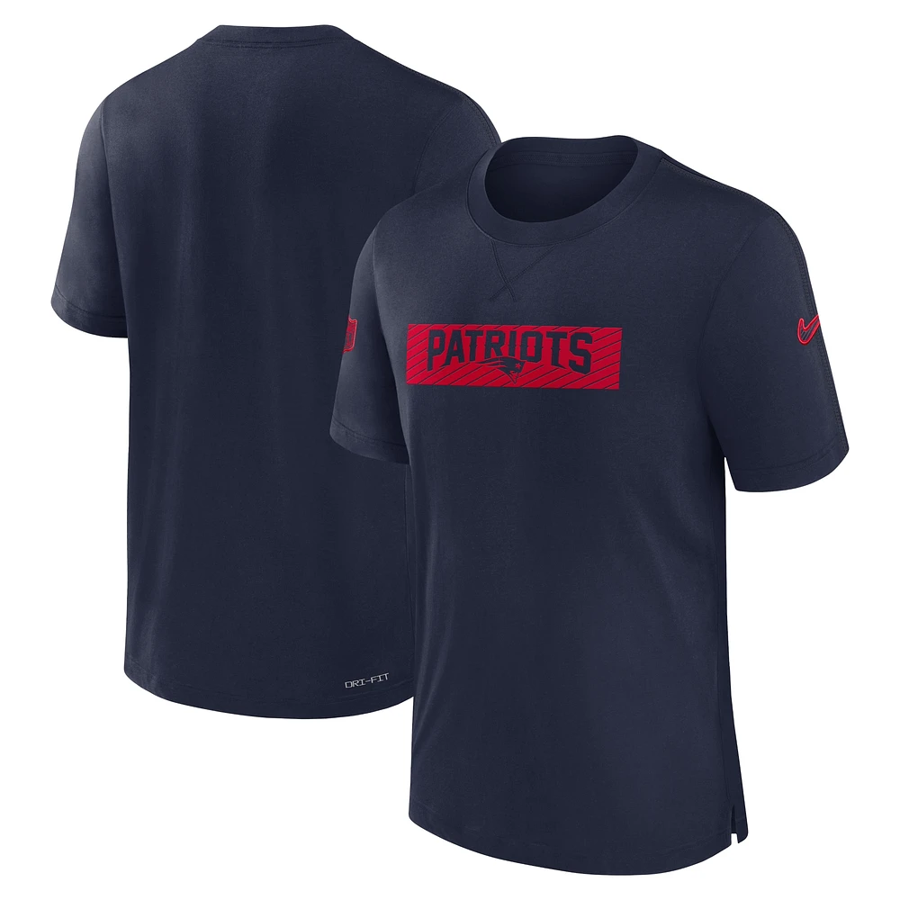 T-shirt Nike bleu marine New England Patriots Sideline Player Performance pour homme