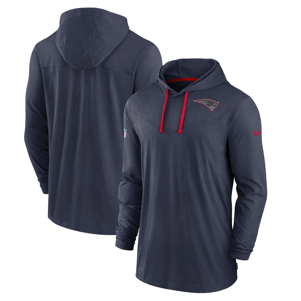 Men's Nike Navy New England Patriots Sideline Pop Performance Pullover Long Sleeve Hoodie T-Shirt