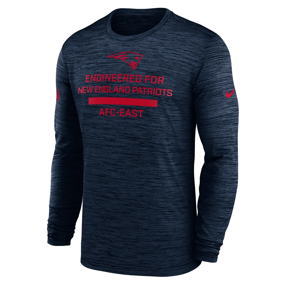 Men's Nike Navy New England Patriots Sideline Velocity Performance Long Sleeve T-Shirt
