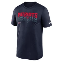 Men's Nike Navy New England Patriots Wordmark Block Sideline Legend Performance T-Shirt
