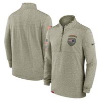 Men's Nike Olive New England Patriots 2022 Salute To Service - Shield Quarter-Zip Pullover Top