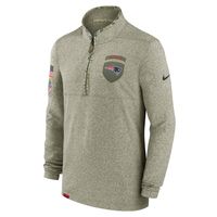 Men's Nike Olive New England Patriots 2022 Salute To Service - Shield Quarter-Zip Pullover Top