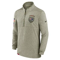 Men's Nike Olive New England Patriots 2022 Salute To Service - Shield Quarter-Zip Pullover Top