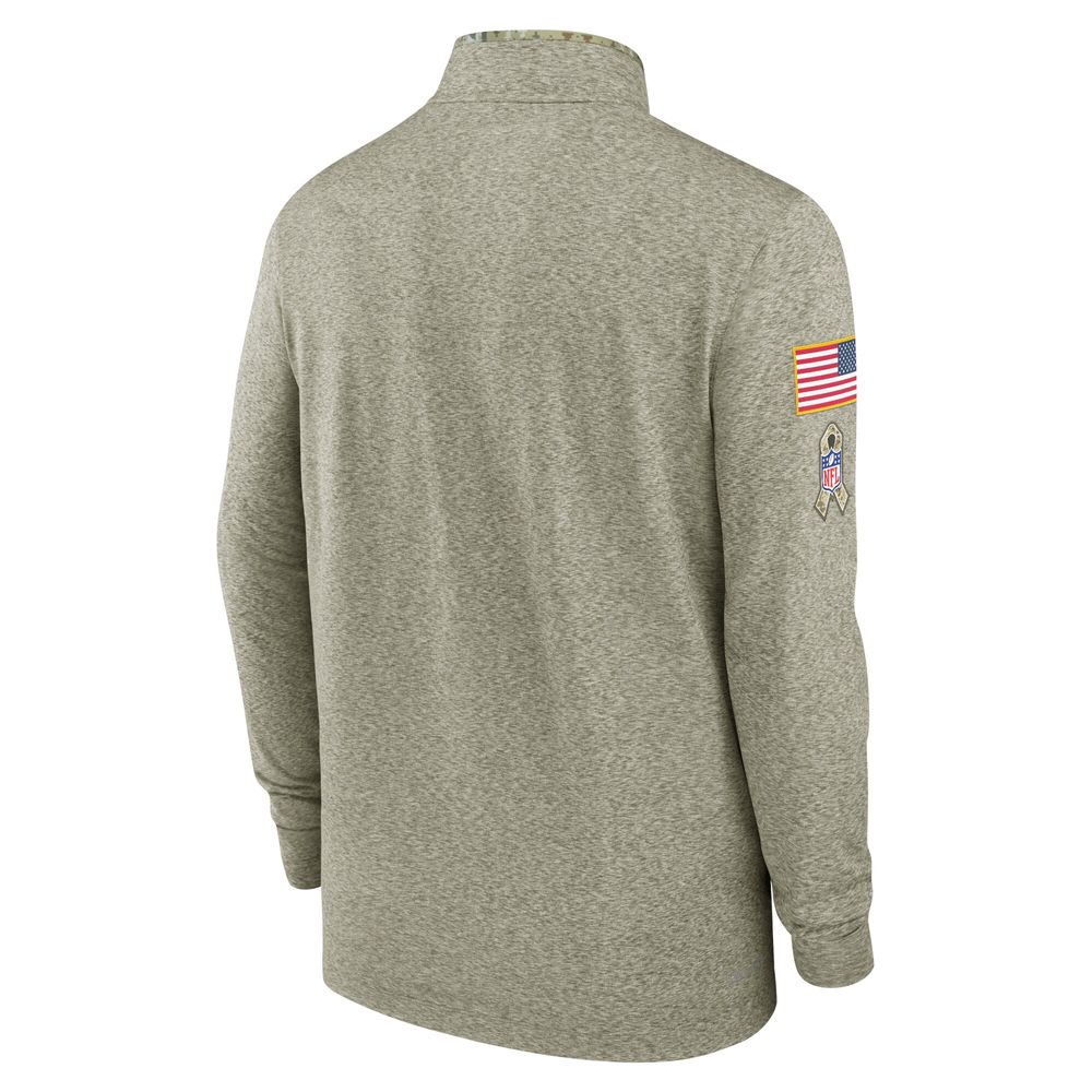 Men's Nike Olive New England Patriots 2022 Salute To Service - Shield Quarter-Zip Pullover Top