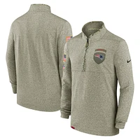 Men's Nike Olive New England Patriots 2022 Salute To Service - Shield Quarter-Zip Pullover Top