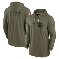 Men's Nike Olive New England Patriots 2022 Salute to Service Tonal Lightweight Long Sleeve Hooded T-Shirt