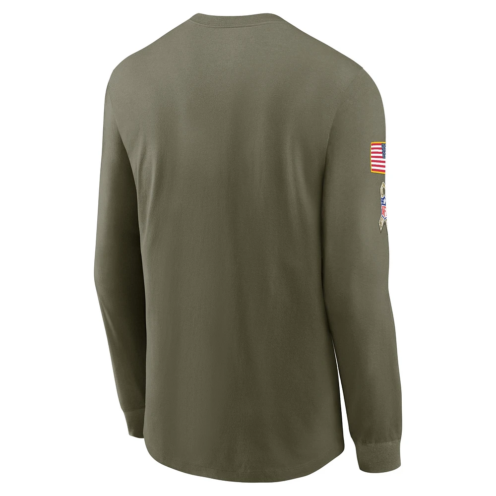 T-shirt à manches longues Nike Olive New England Patriots Salute To Service pour homme