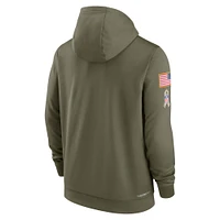 Sweat à capuche Nike Olive New England Patriots Salute to Service Therma Performance pour homme