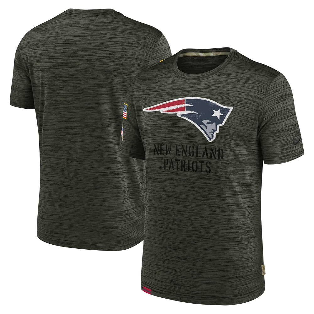 T-shirt Nike Olive New England Patriots Salute to Service Velocity Team pour homme