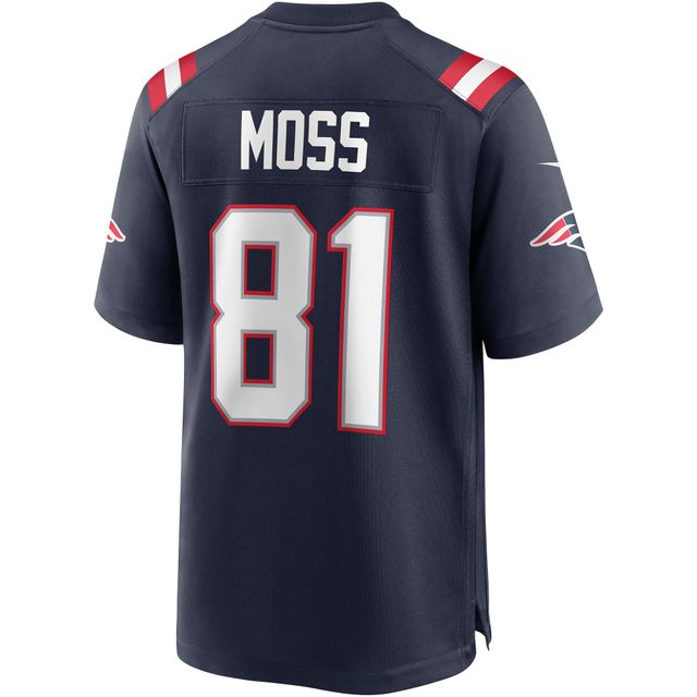 Maillot de joueur retraité Nike Randy Moss pour hommes, bleu marine, New England Patriots Game