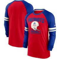 Men's Nike Red/Royal New England Patriots Throwback Raglan Long Sleeve T-Shirt