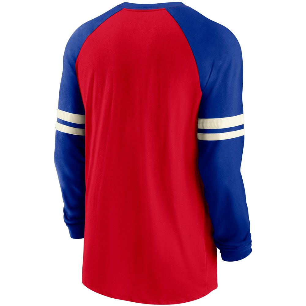 Men's Nike Red/Royal New England Patriots Throwback Raglan Long Sleeve T-Shirt