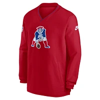 Men's Nike Red New England Patriots 2024 Sideline Throwback Logo Long Sleeve V-Neck Windshirt