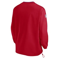 Men's Nike Red New England Patriots 2024 Sideline Throwback Logo Long Sleeve V-Neck Windshirt