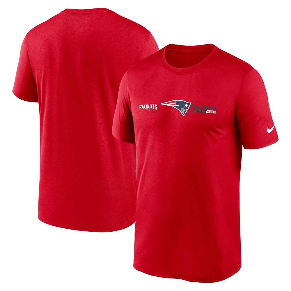 T-shirt Nike New England Patriots Horizontal Lockup Legend rouge pour homme