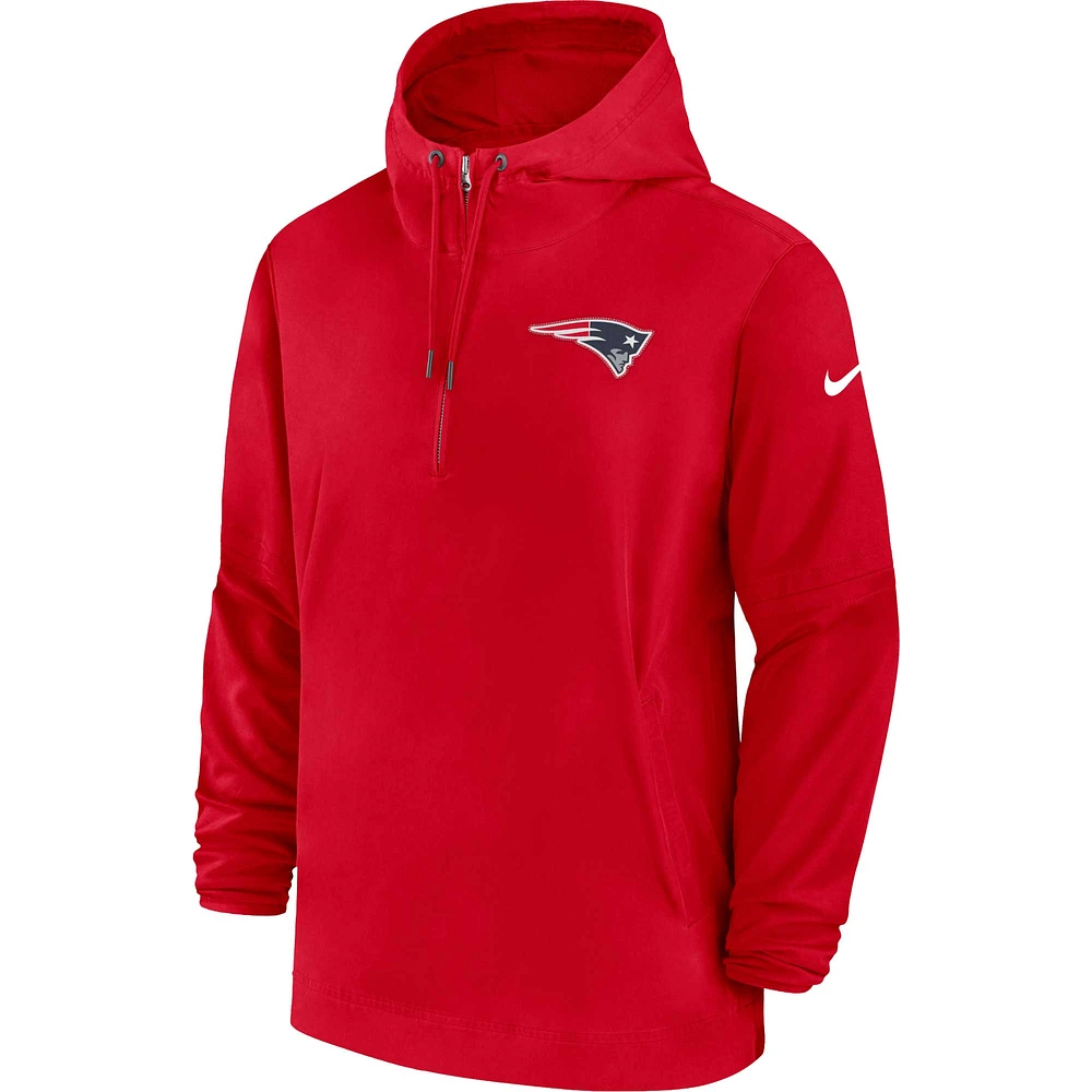 Veste à glissière quart de joueur des New England Patriots la Nouvelle-Angleterre pour homme, rouge