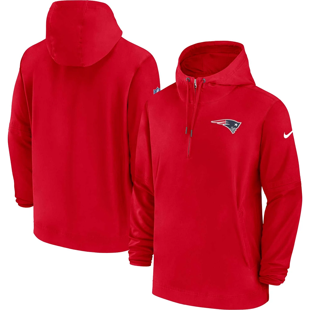 Veste à glissière quart de joueur des New England Patriots la Nouvelle-Angleterre pour homme, rouge