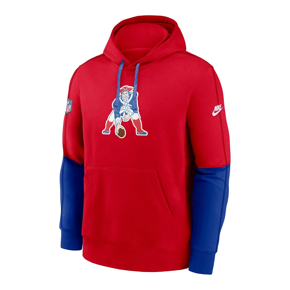 Sweat à capuche Nike rouge New England Patriots Throwback Logo Club Tri-Blend pour homme