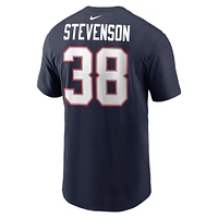 T-shirt avec nom et numéro du joueur des Patriots de la Nouvelle-Angleterre Nike Rhamondre Stevenson pour homme, bleu marine