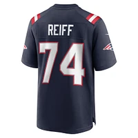 Maillot de match New England Patriots Nike Riley Reiff pour homme, bleu marine