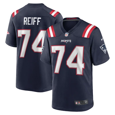 Maillot de match New England Patriots Nike Riley Reiff pour homme, bleu marine