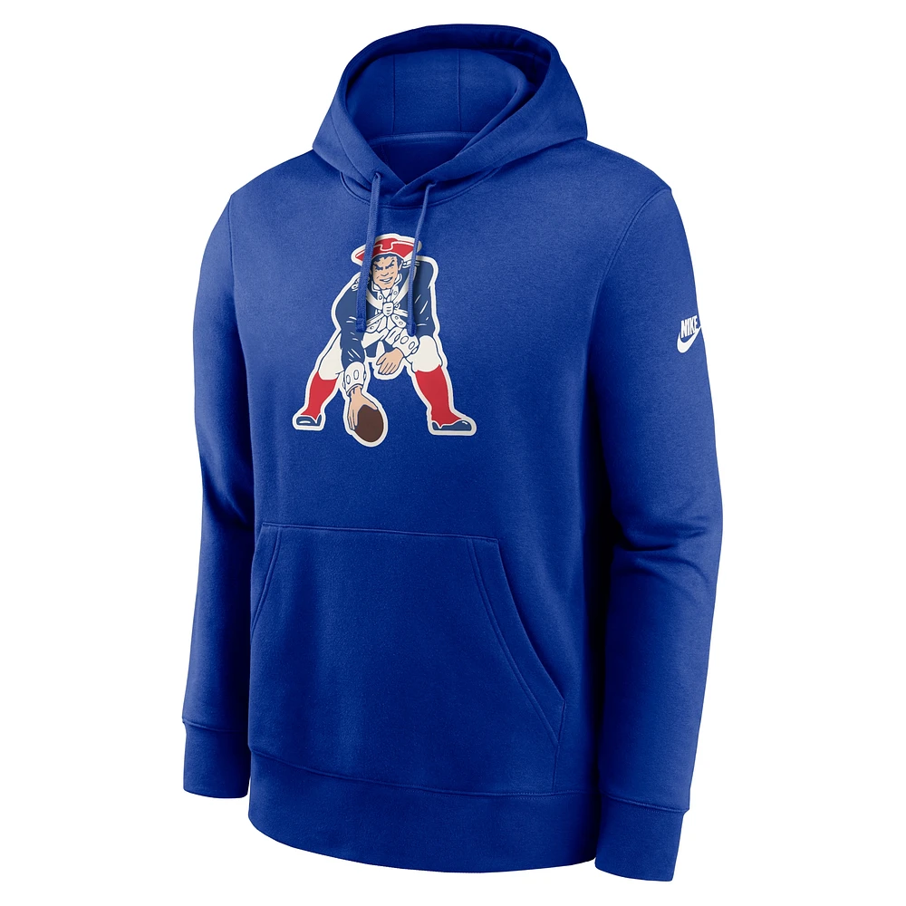 Men's Nike Royal New England Patriots Rewind Club Logo Pullover Hoodie