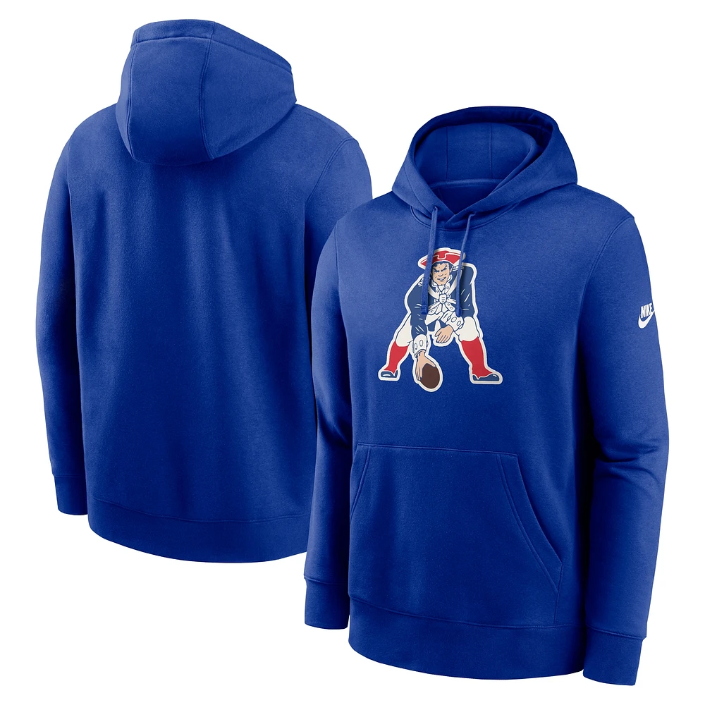 Men's Nike Royal New England Patriots Rewind Club Logo Pullover Hoodie