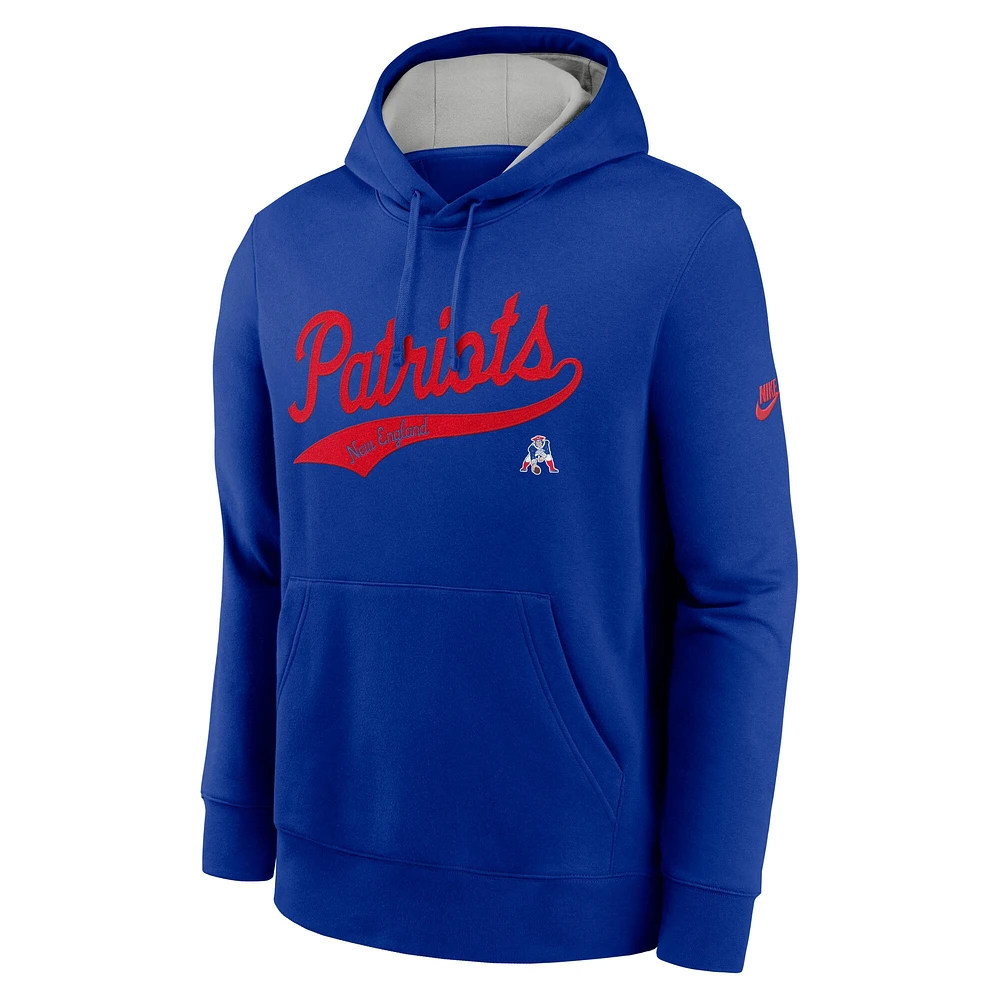 Men's Nike Royal New England Patriots Rewind Club Logo Pullover Hoodie