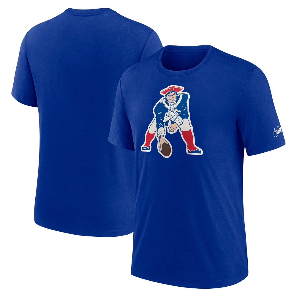 Men's Nike Royal New England Patriots Rewind Logo Tri-Blend T-Shirt