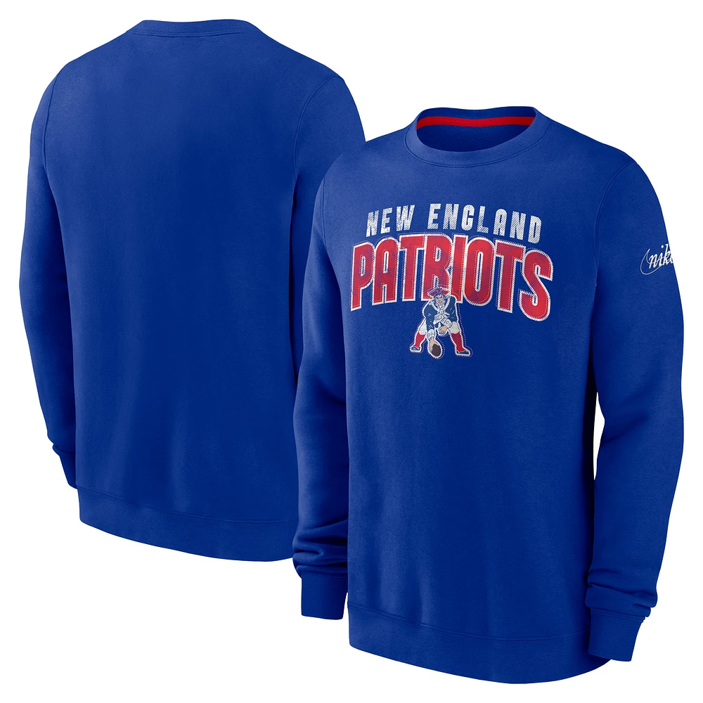 Sweat-shirt Nike Royal New England Patriots Rewind Team Shout pour homme