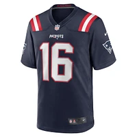 Maillot de match Nike Sione Takitaki bleu marine pour homme des New England Patriots