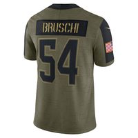 Men's Nike Tedy Bruschi Olive New England Patriots 2021 Salute To Service - Limited Player Jersey