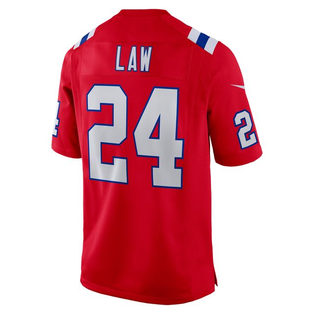 Maillot de match alternatif pour joueur retraité des New England Patriots Nike Ty Law rouge homme