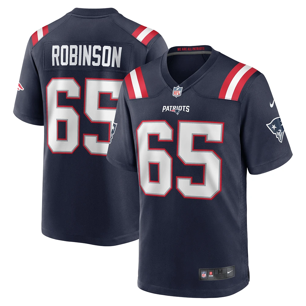 Maillot de match Nike Tyrese Robinson bleu marine pour homme des New England Patriots