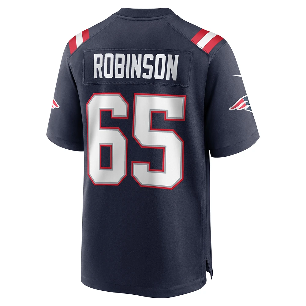 Maillot de match Nike Tyrese Robinson bleu marine pour homme des New England Patriots