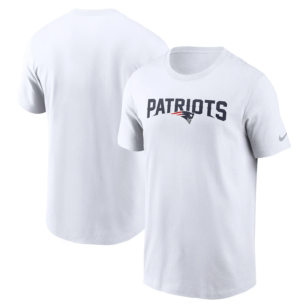 T-shirt essentiel Nike blanc pour hommes des New England Patriots Primetime Wordmark