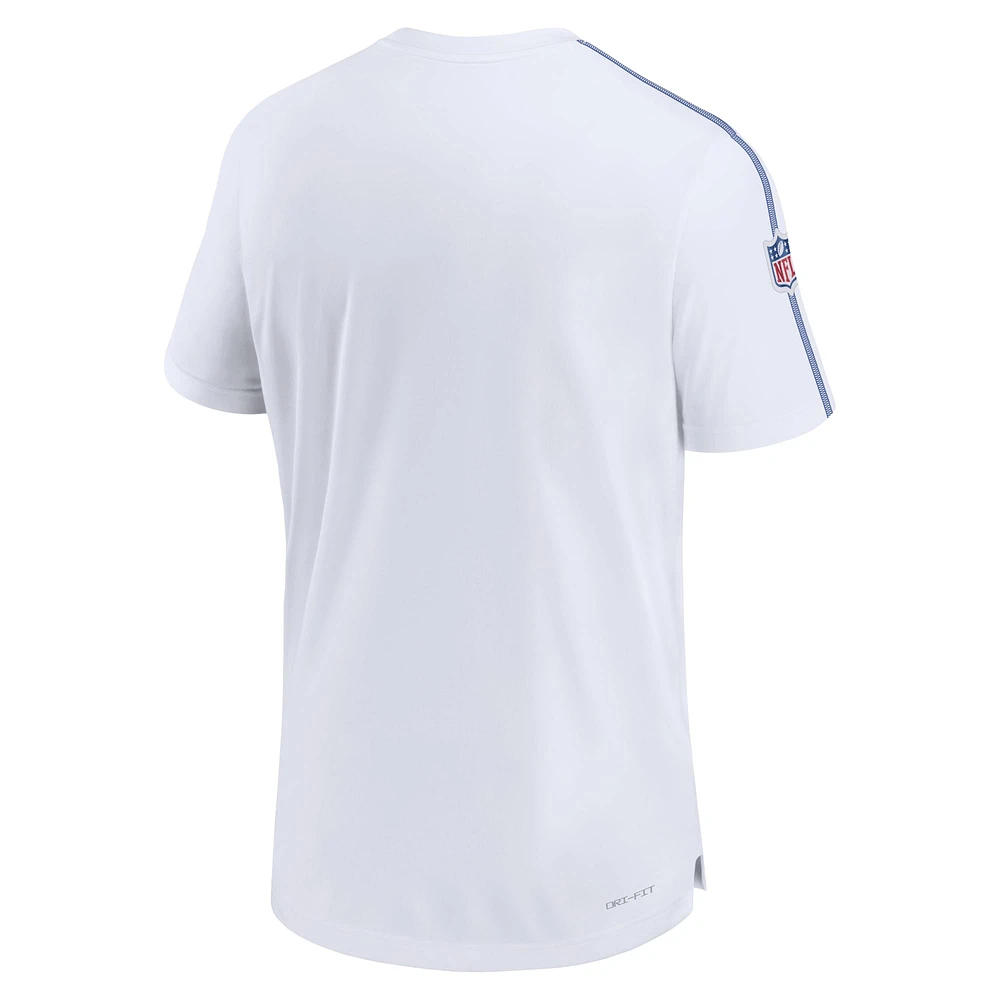 Haut Nike blanc pour homme avec logo alternatif New England Patriots Sideline Coach Performance