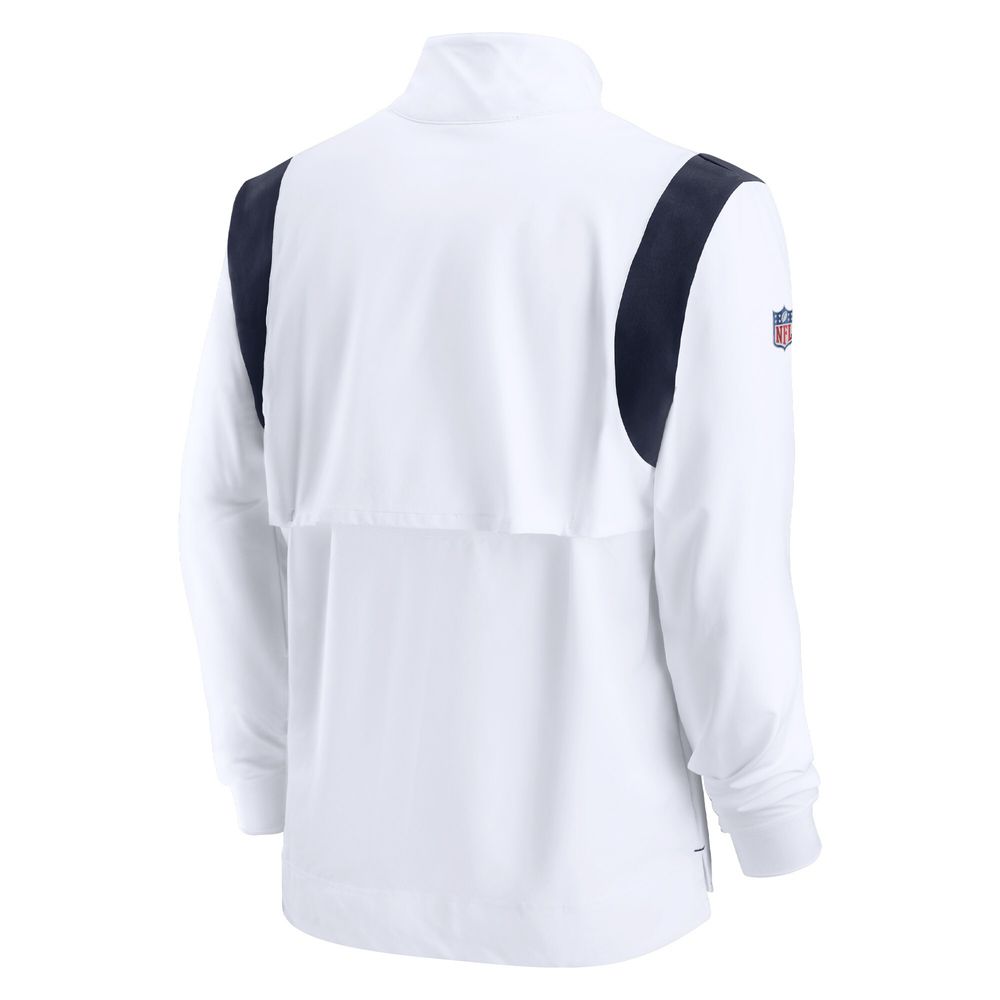 Men's Nike White New England Patriots Sideline Coach Chevron Lockup Quarter-Zip Long Sleeve Top