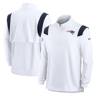 Men's Nike White New England Patriots Sideline Coach Chevron Lockup Quarter-Zip Long Sleeve Top