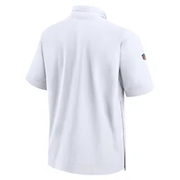 Nike New England Patriots Sideline Coach Sweat à capuche manches courtes et fermeture éclair quart de veste pour homme - Blanc