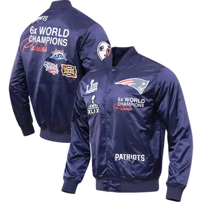 New England Patriots Pro Standard Championship Satin Full-Snap Varsity Jacket - Navy