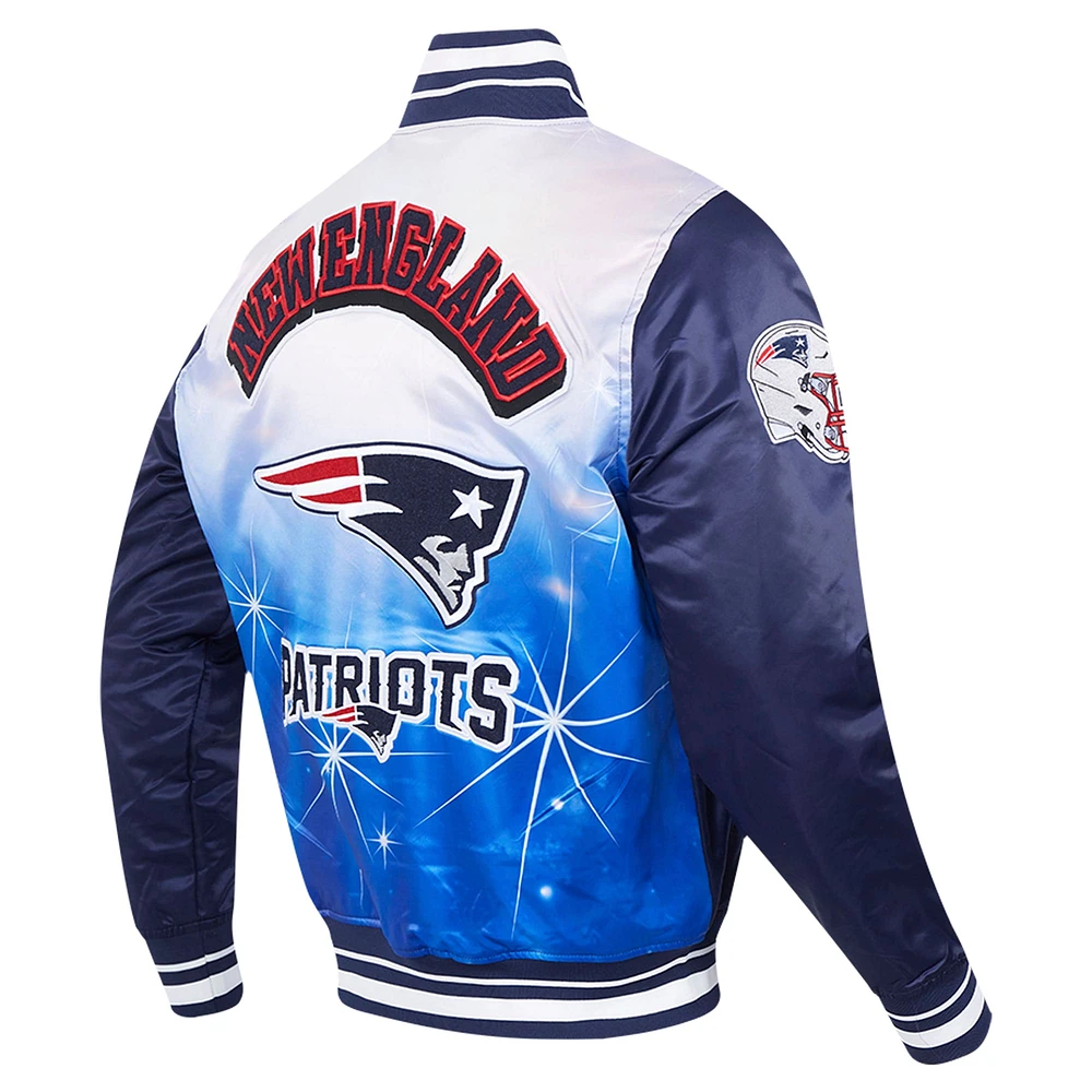 Men's Pro Standard Navy New England Patriots Sublimated Satin Full-Snap Jacket