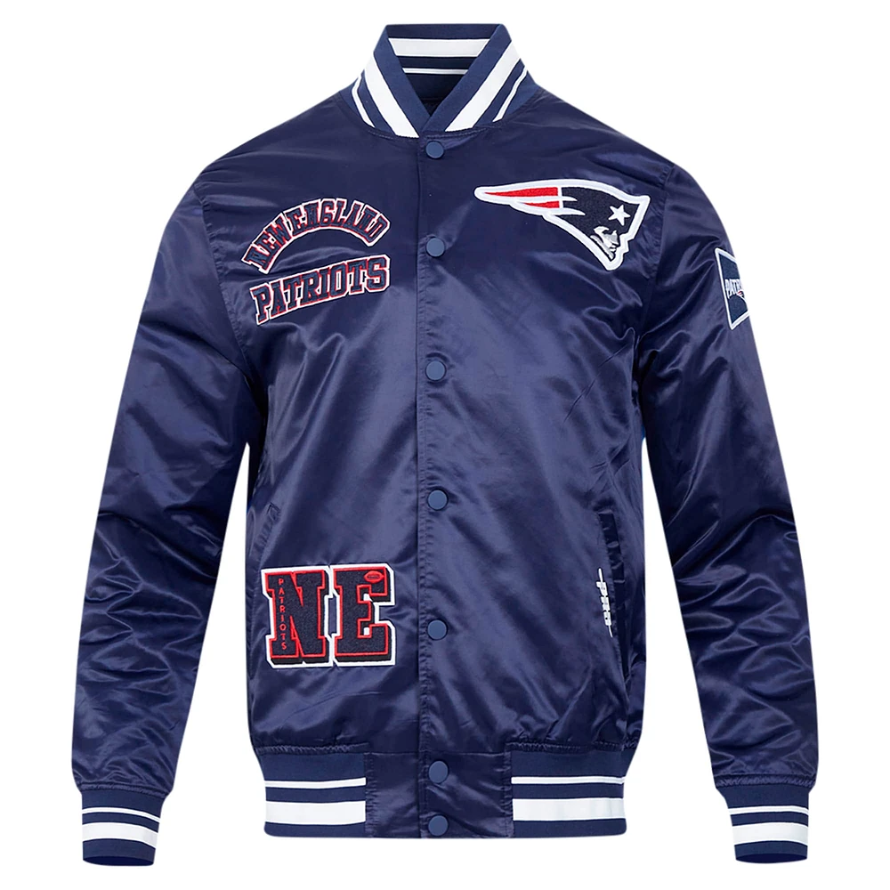 Men's Pro Standard Navy New England Patriots Sublimated Satin Full-Snap Jacket