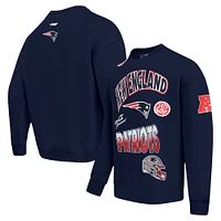 Men's Pro Standard Navy New England Patriots Turn It Up Drop Shoulder Pullover Sweatshirt