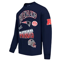 Men's Pro Standard Navy New England Patriots Turn It Up Drop Shoulder Pullover Sweatshirt